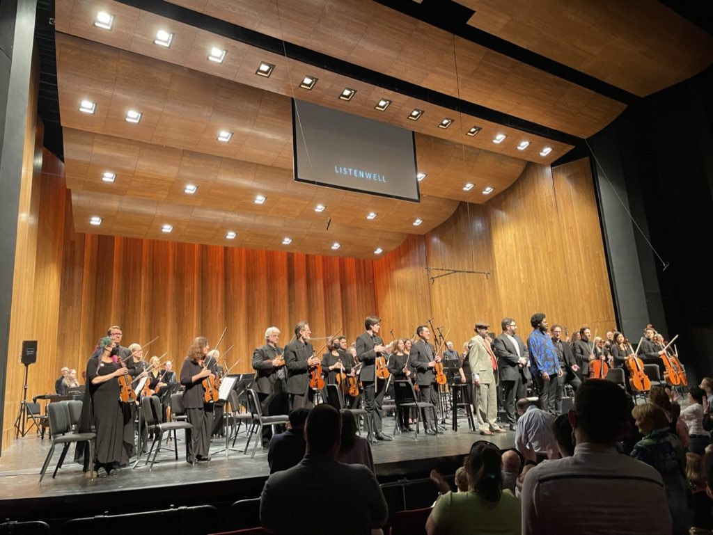 Curtain call after the world premiere of The Year of Silence, Louisville Orchestra, Whitney Hall