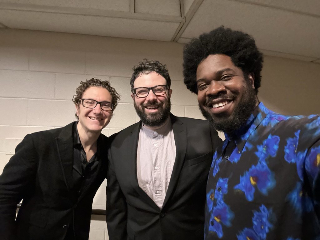 Teddy Abrams, Christopher Cerrone, and Dashon Burton backstage in Louisville